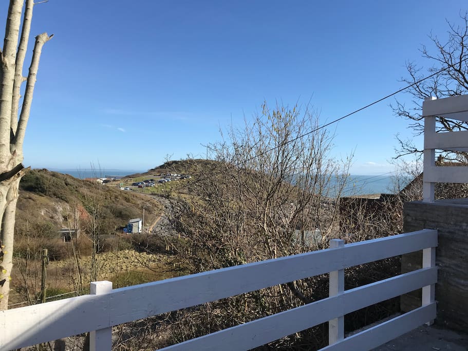 View towards Limeslade bay to the right and Bracelet bay to the left. View from patio atea.