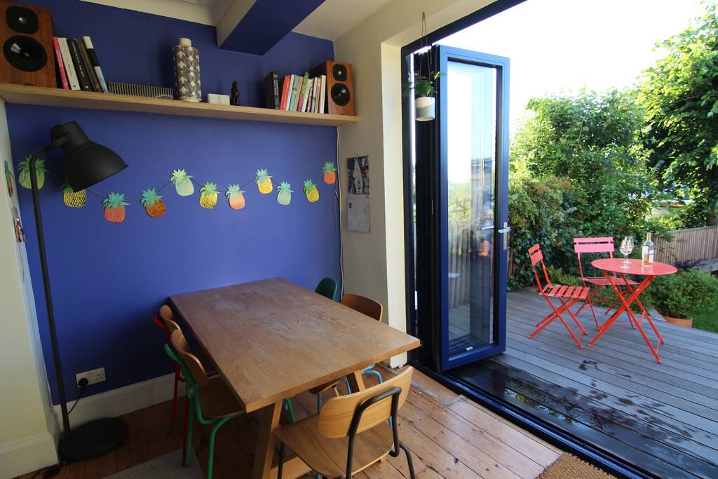 Bifold doors open to garden
