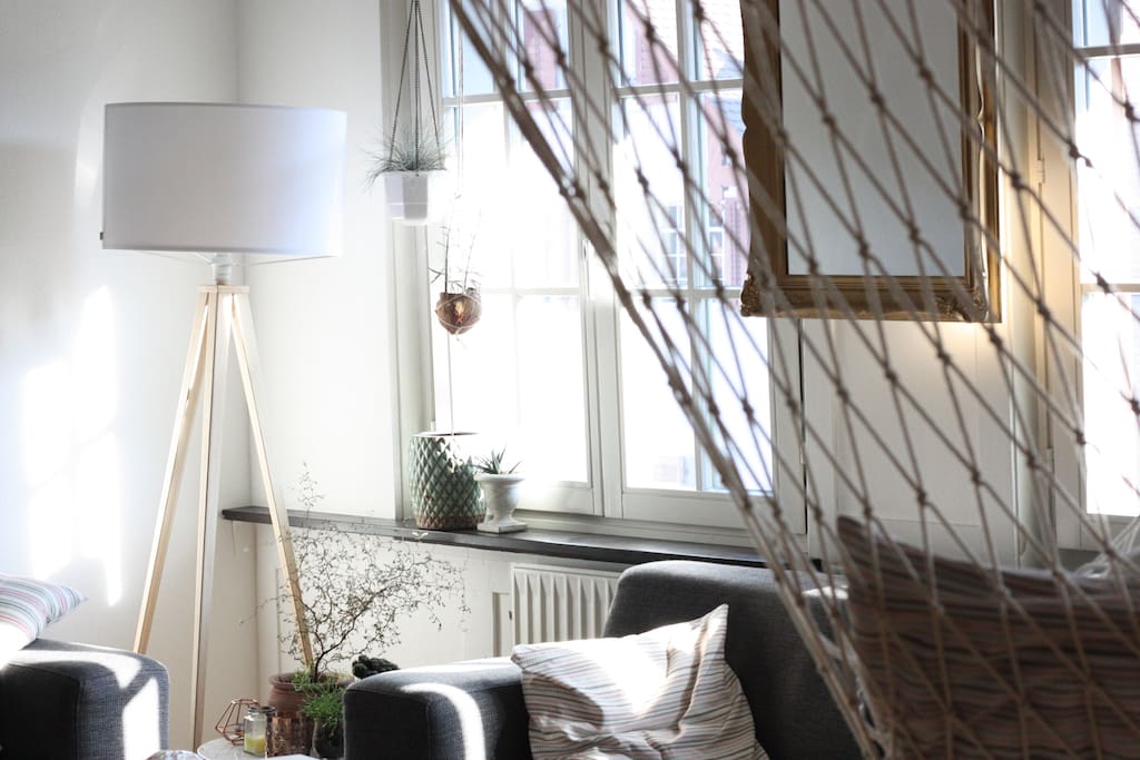 Shared living room with TV, Hammock and Couch