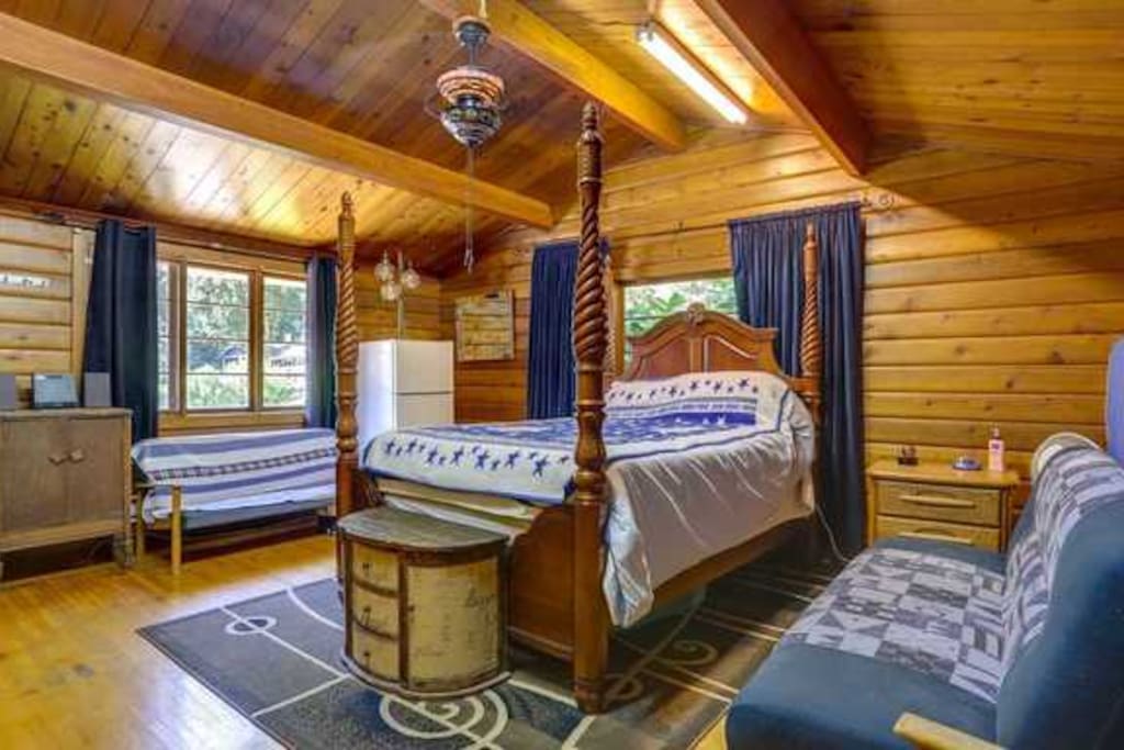 Queen size bed and private bathroom