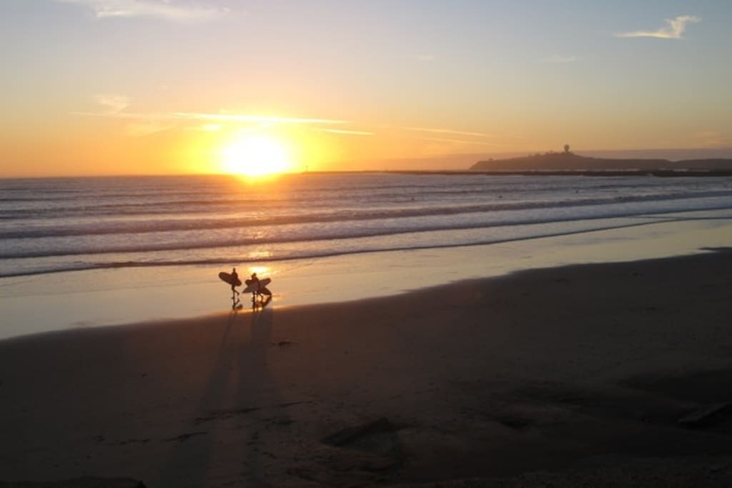 Surfers Beach at sunset- only a 5 minute walk away
