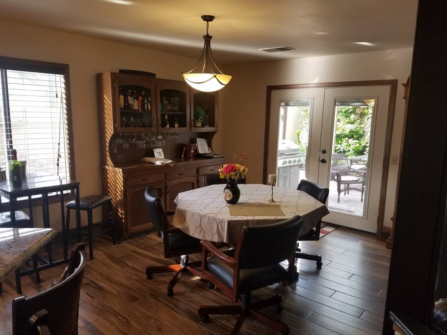 Dining area opening to outside