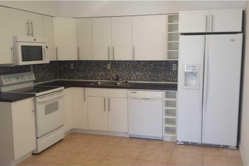 Shared kitchen and living room