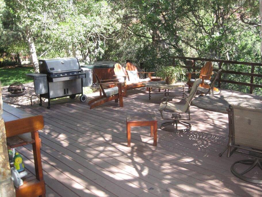 A large deck on the river.