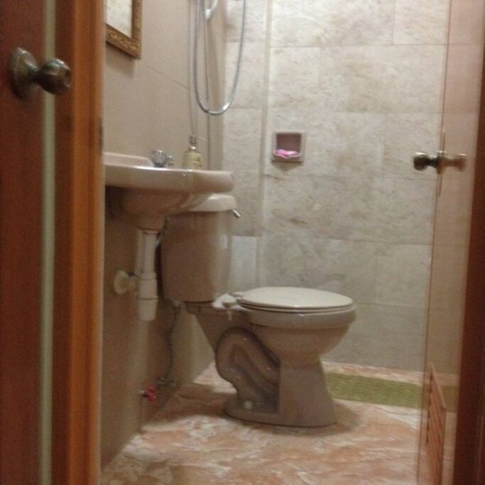 Marble flooring and walls.