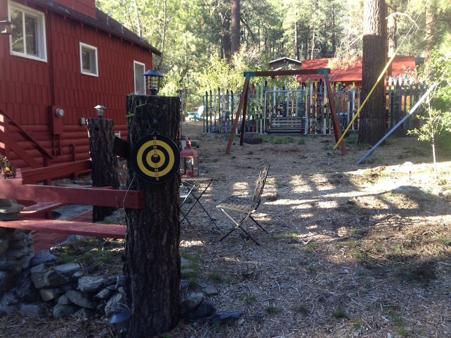 Play darts or relax in the ski lift swing