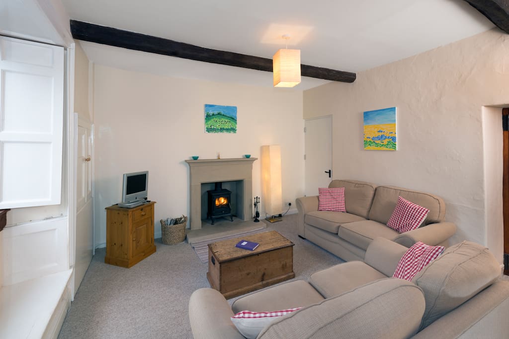 Great lounge for relaxing by the wood burning stove