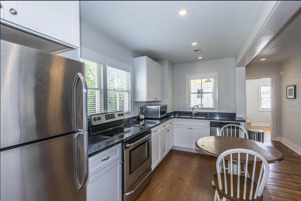 Kitchen with stainless steel applicances