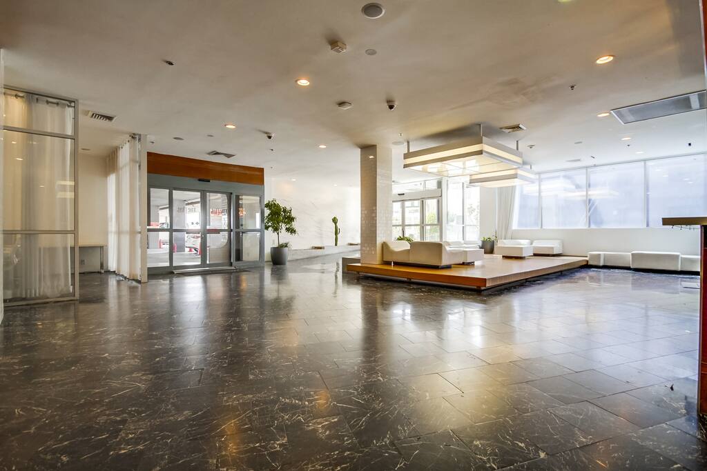 The newly renovated building entrance.