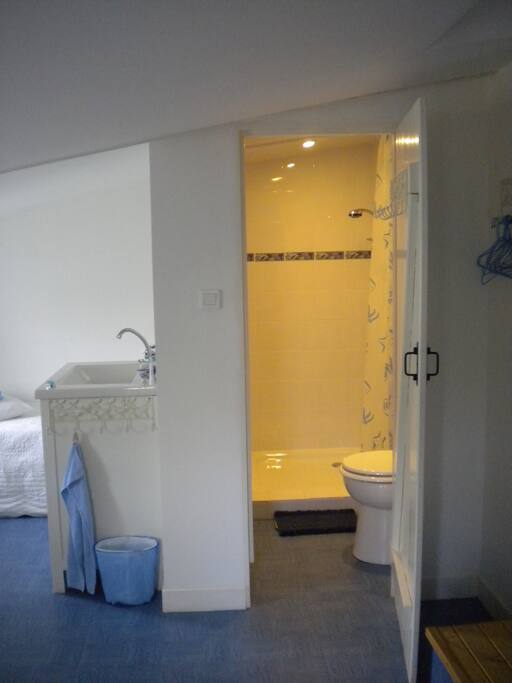 Private shower and toilet