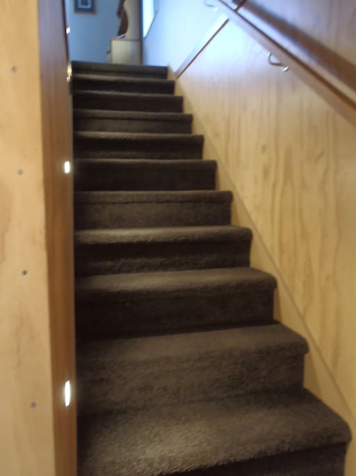 Lighted easy stairs with handrail