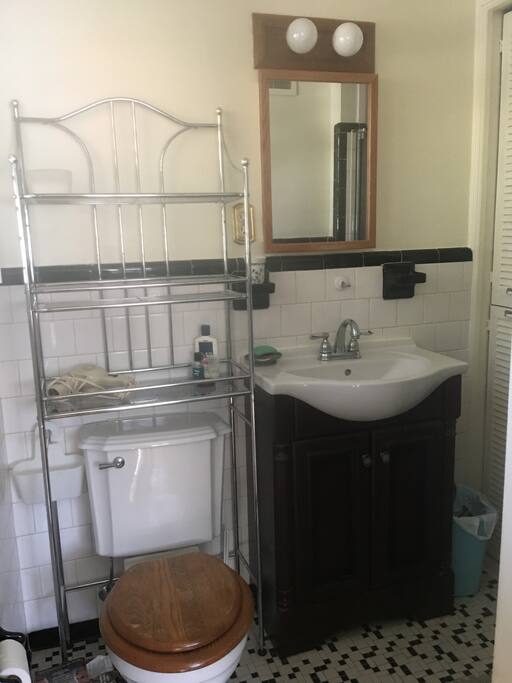 Full private bathroom with shower. (There is a walk-in bathtub available in another bathroom on the same level.)