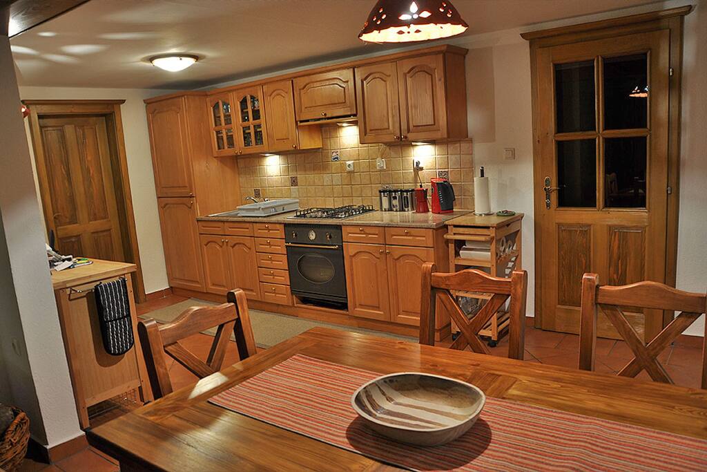The spacious kitchen area