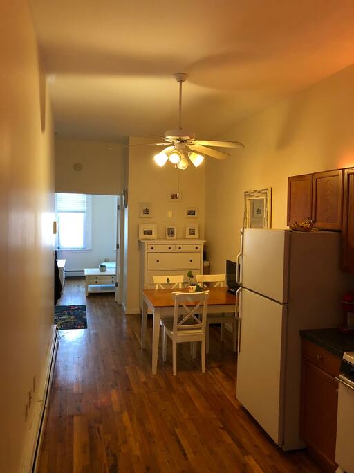 Kitchen with dining table and working station