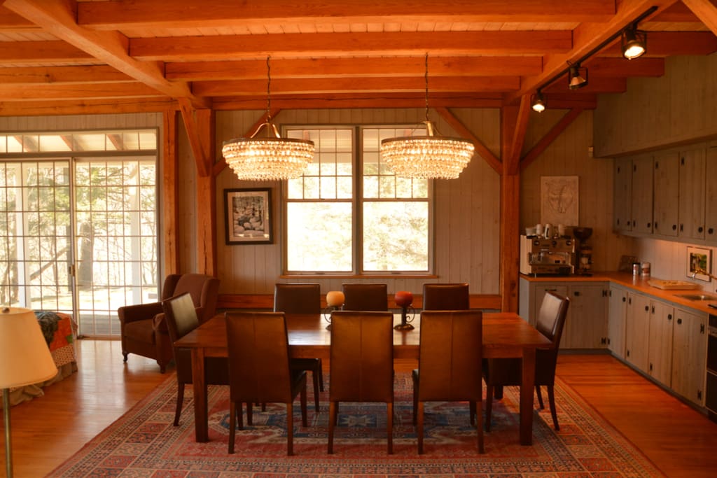 Dinning Table and wet bar area. There is an additional table near the kitchen that can be expanding to sit an additional 8 to 10 people.