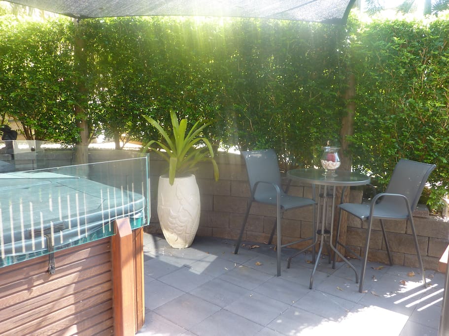 Spa outdoor seating and BBQ