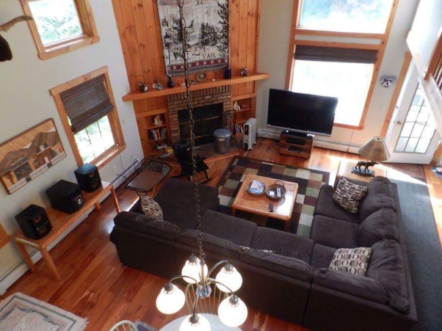 Family room with 55 inch HDTV which has Netflix with stereo system that can play CDs AM FM and your Ipod Fire place free wood and books to read with outside elevated porch with beautiful views of Mount Snow