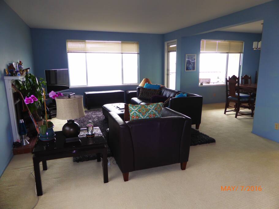 Living room. Both windows face ocean.