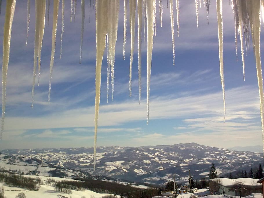 vista dal balcone in inverno