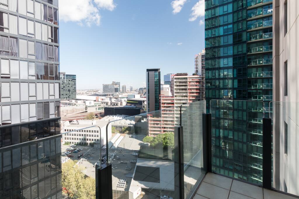 Beautiful view to Southbank from our balcony, including Crown Casino!