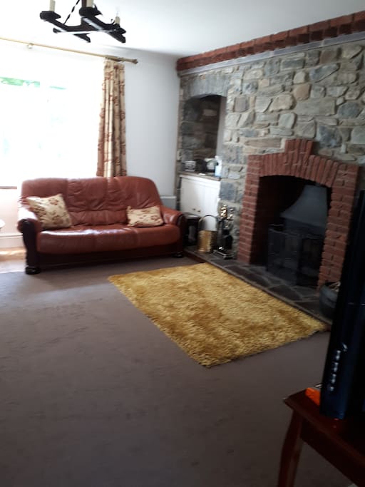 Living room with log burner