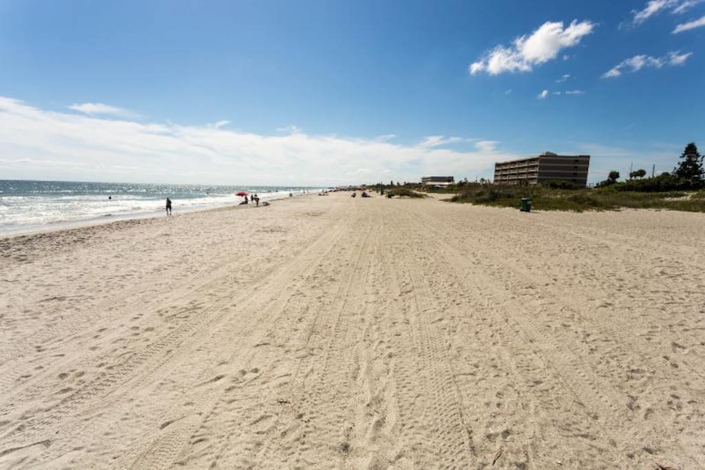 Beach in front of building