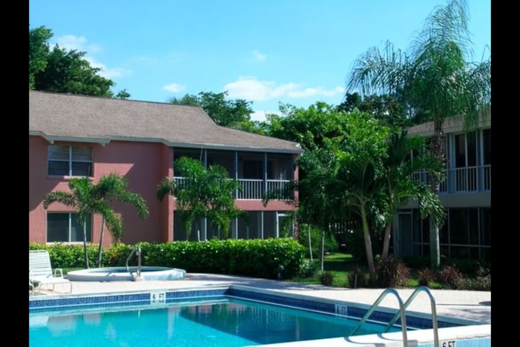 6 small 4-unit buildings around the pool, + 2 more 4-unit buildings
