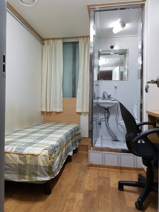 room with showerbooth