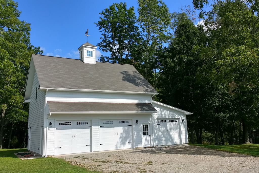 The front of the Carriage House. The guest quarters look out the back towards the woods and over the creek.