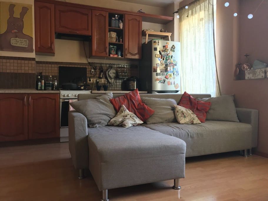 room with kitchen