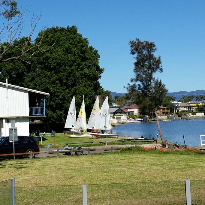 This is the sailing club at back of property
