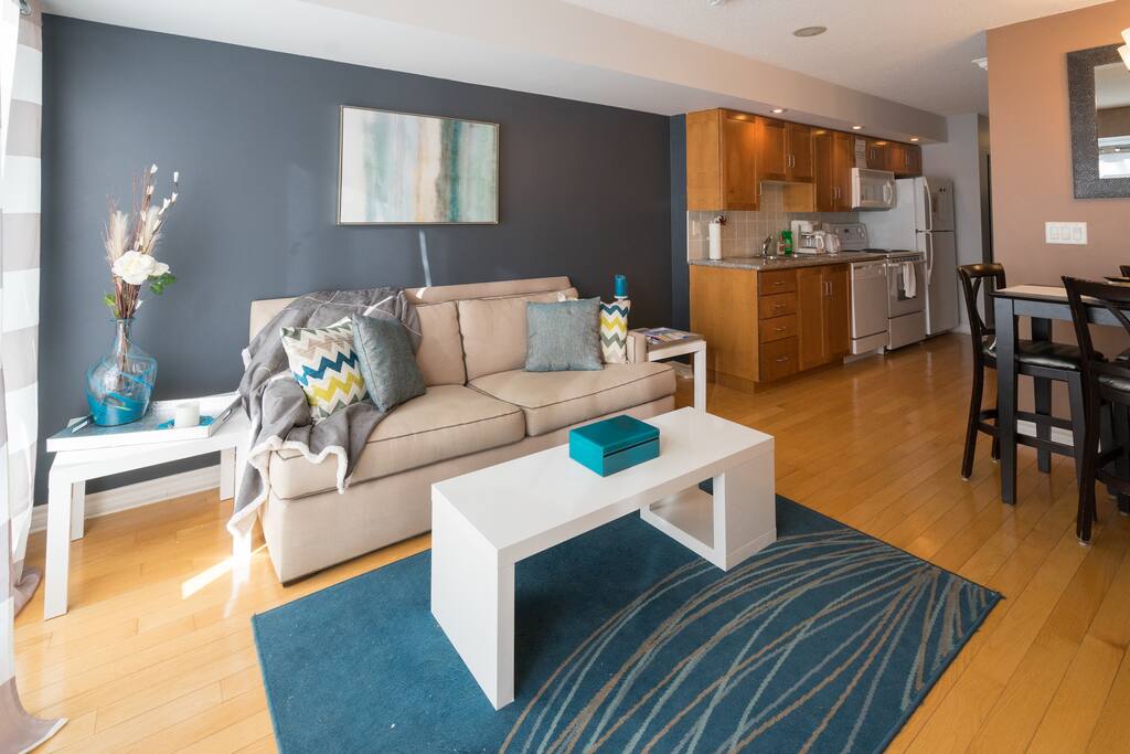 The living room is spacious and comfortable