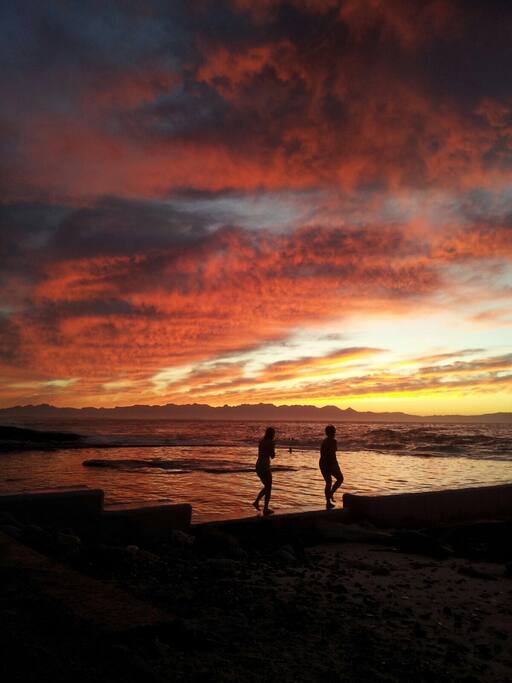 Swimming at sunrise at tidal pools