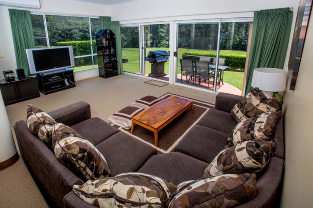 Relax in the large lounge - with Foxtel
