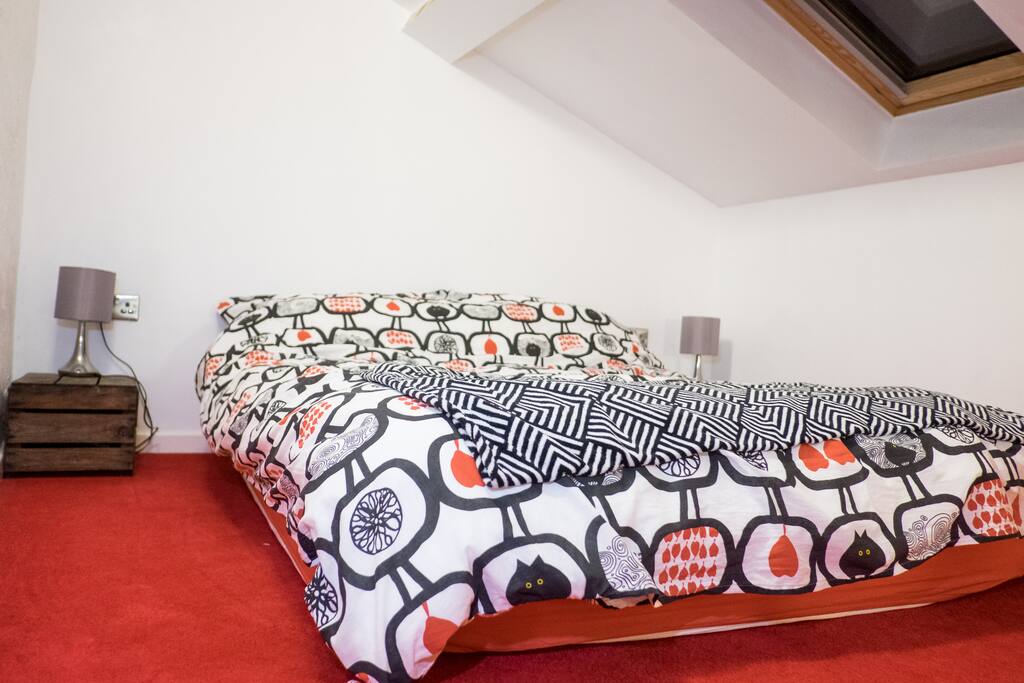 The mezzanine floor with double bed.