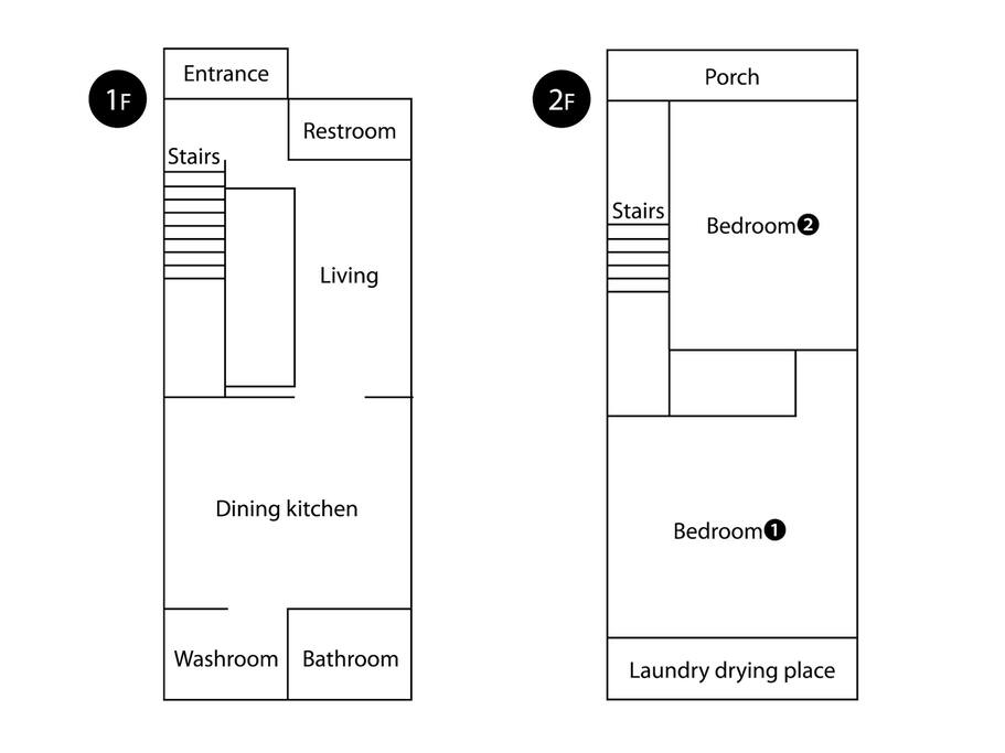 Living, dining kitchen, two bedrooms