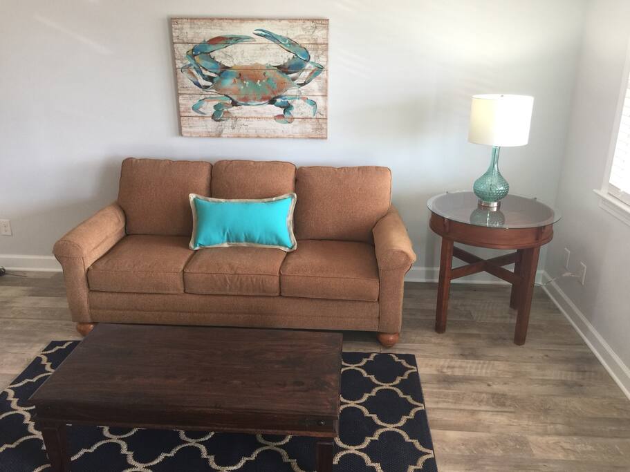 The rental has an open-concept of fully-equipped kitchen, living and dining space!