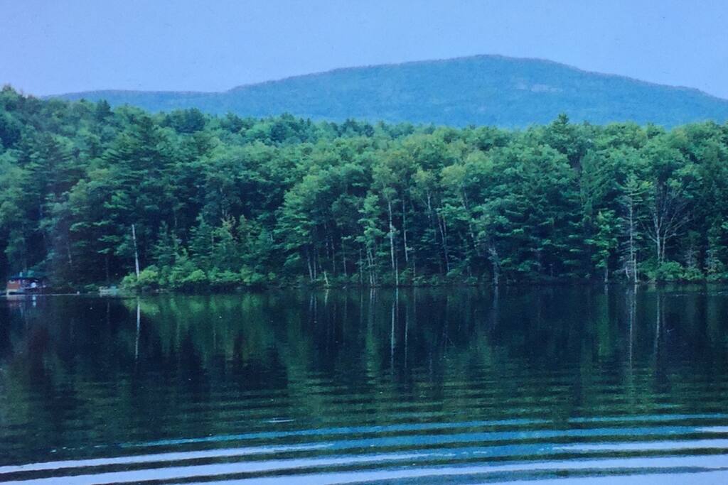 Waterside Cabin with "Black Mount" in the background.