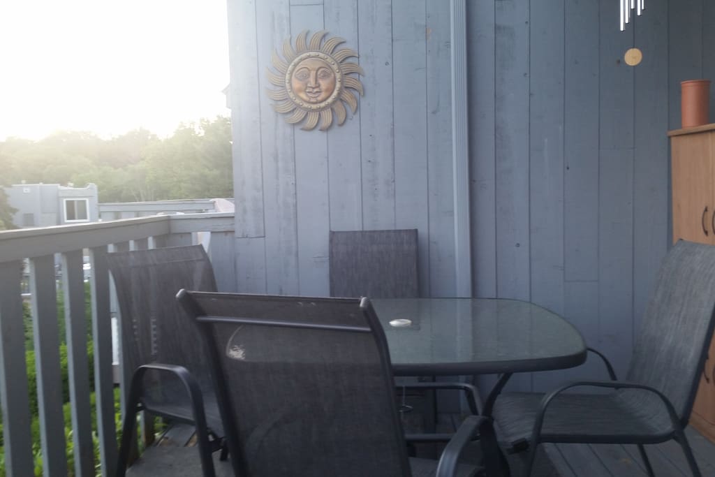 Deck with seating area.
