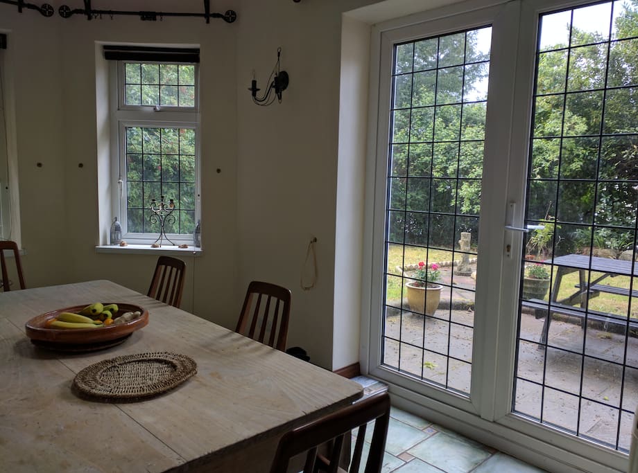 Kitchen/diner looking out on secluded garden