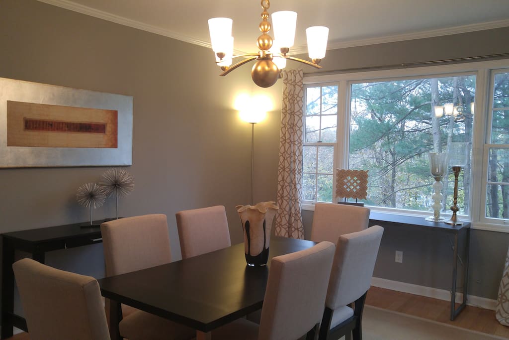 Dining room. Seats six. Extra fold up table and seating available.