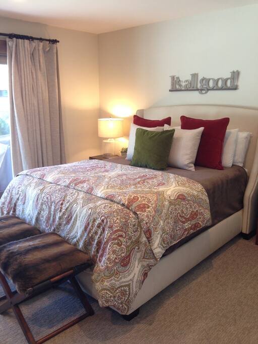 Bedroom with comfy queen bed