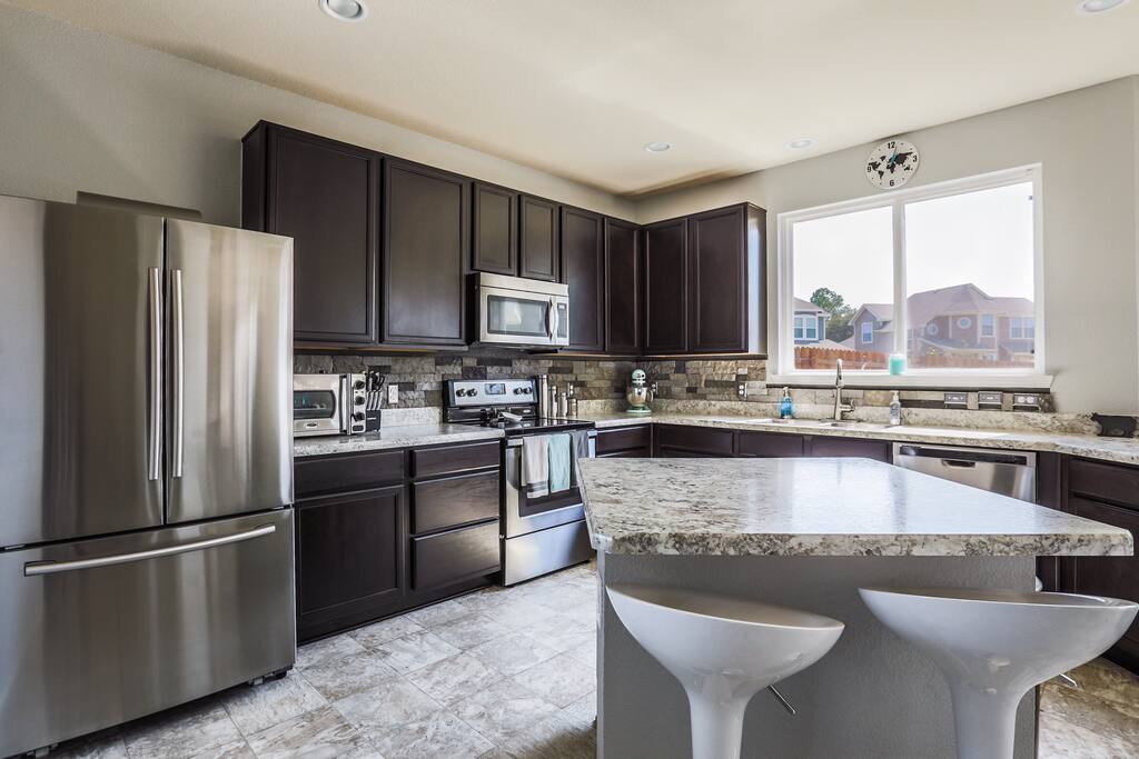 Large kitchen available for you to cook or store items in the refrigerator