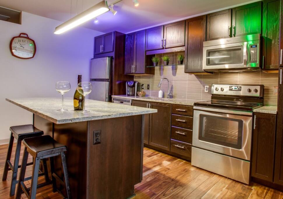 Kitchen with pots, pans, and dishes