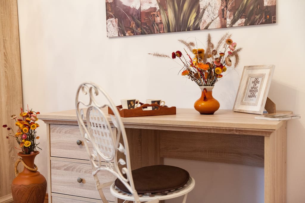 the working table in the bedroom