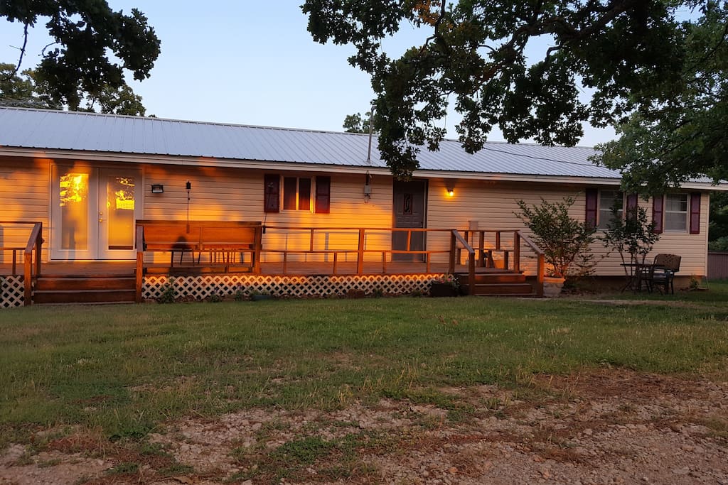 Front of house at sunset