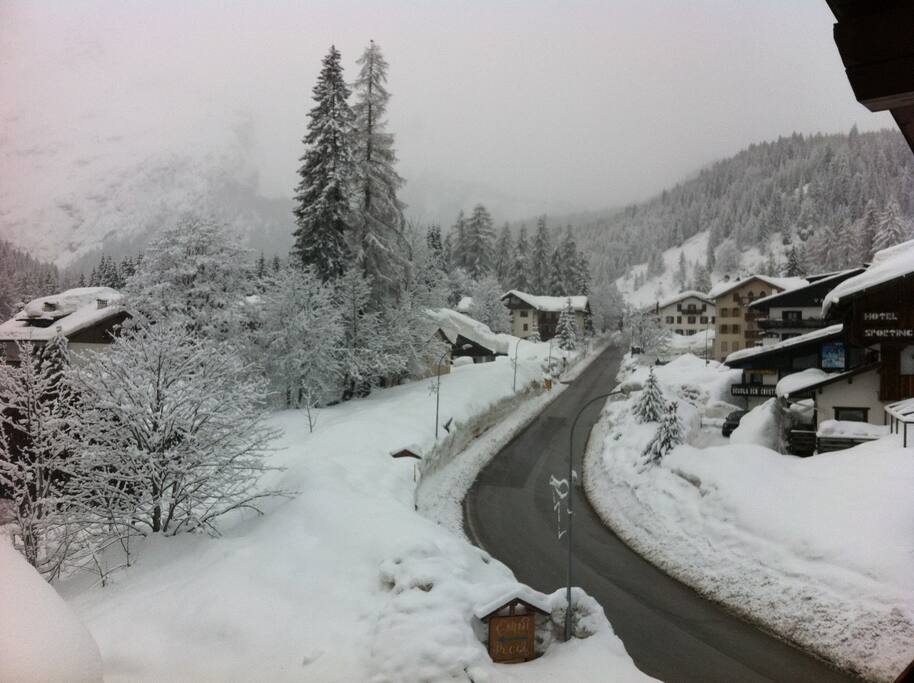 view from balcony in winter