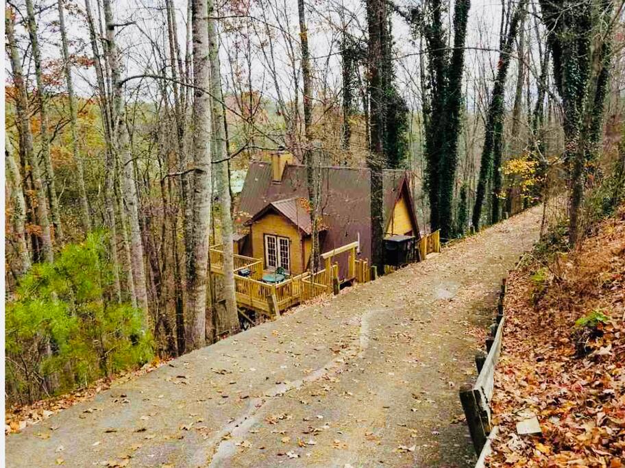 Sloped private driveway