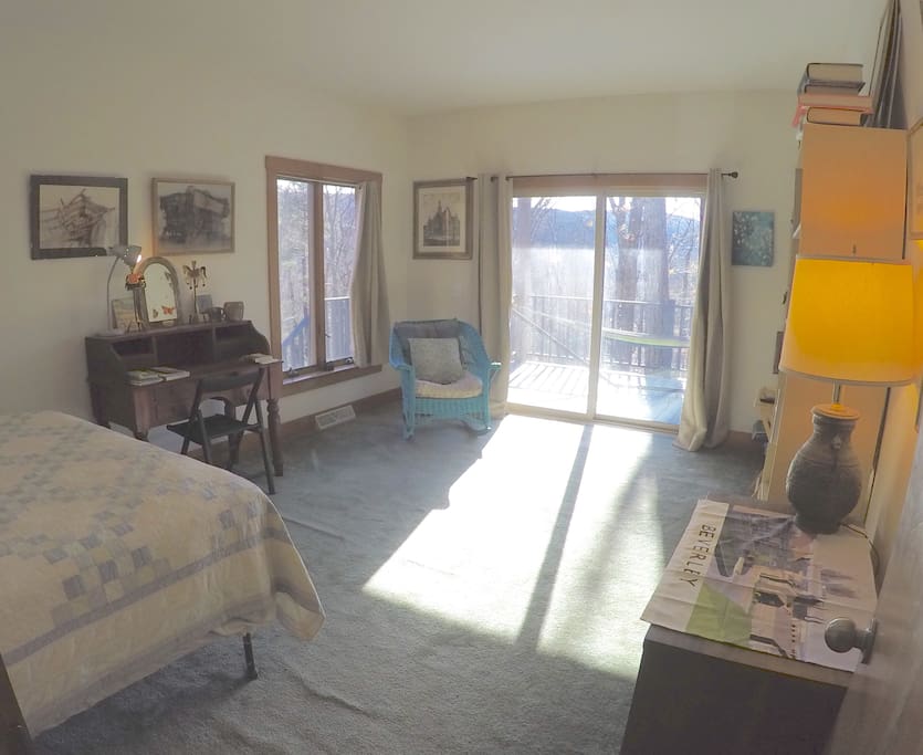 Sun-streamed bedroom.