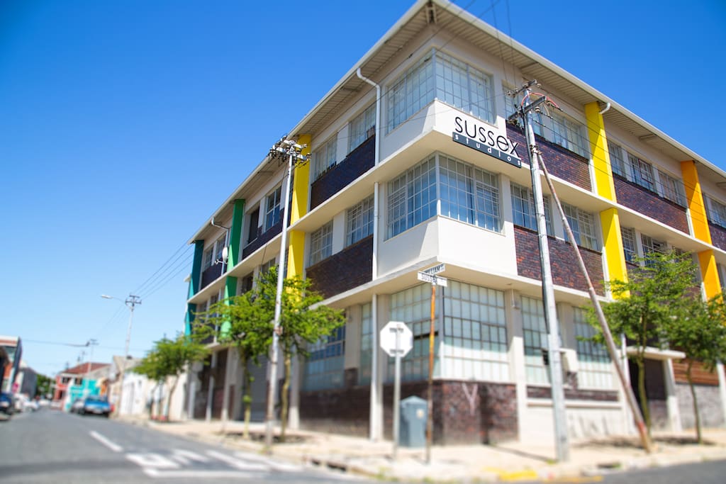 Street view of the building. Our apartment is on the ground floor